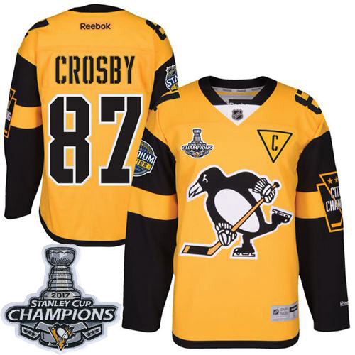 Penguins #87 Sidney Crosby Gold Stadium Series Stanley Cup Finals Champions Stitched NHL Jersey - Click Image to Close